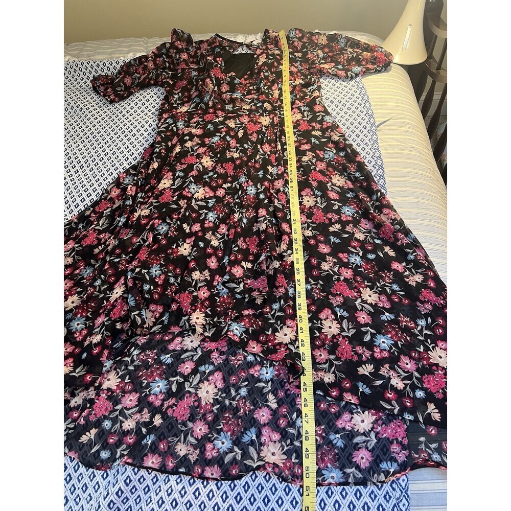 Calvin Klein Floral Puff Sleeve MIDI Dress SZ 12 Romantic Easter Church Modest - Picture 7 of 7